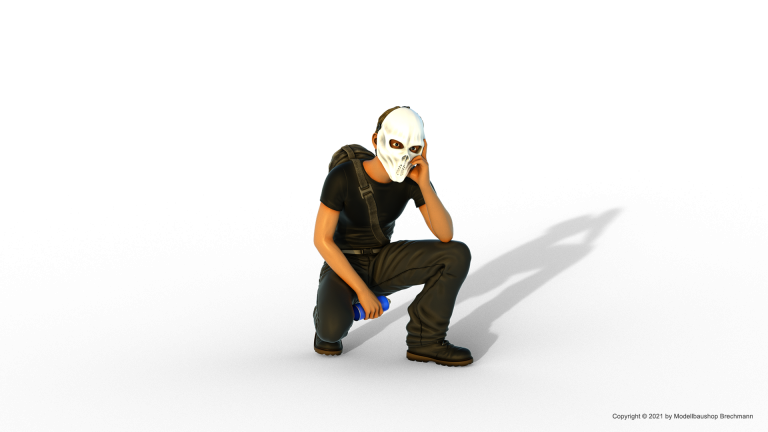 Graffiti Sprayer mit Maske.