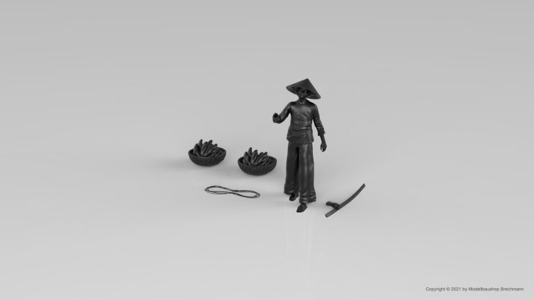 Vietnam Serie. Landarbeiter trägt Bananen.
